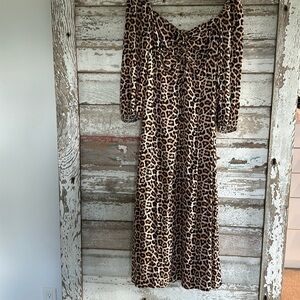Calf Length animal print dress